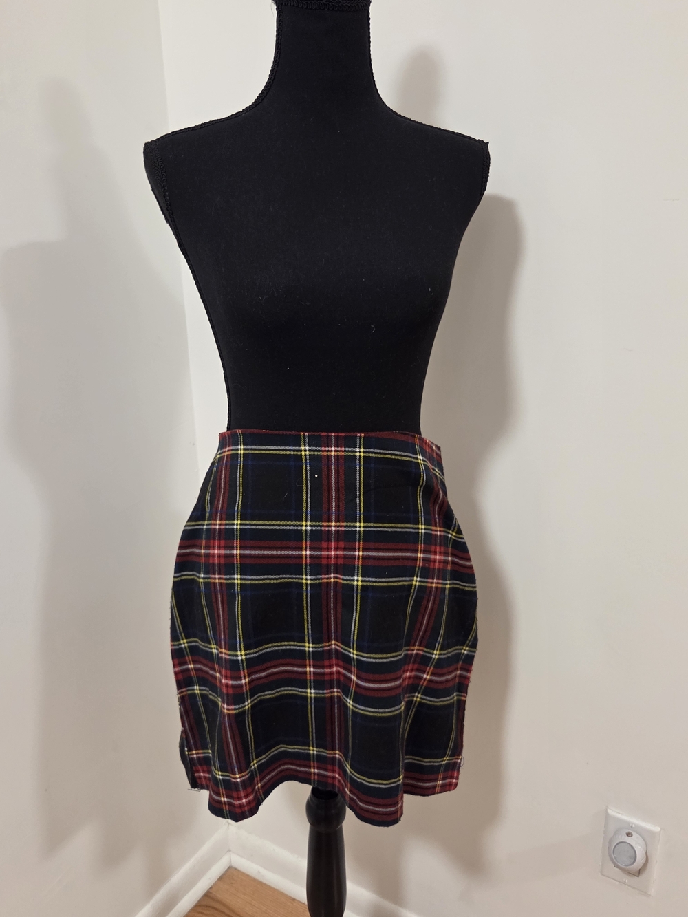 Plaid Mini Skirt in Black and Red - Women's Skirt